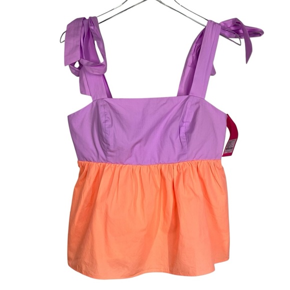 LILLY PULITZER Purple Iris / Bellini Colorblock Crop Anlee Top Shoulder Ties 6 - Picture 2 of 10